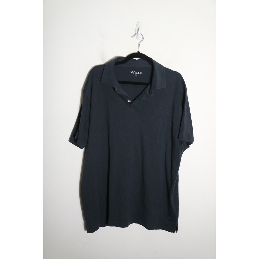 Wills Huckberry AloeKnit Polo Shirt Mens XL Baritone Navy Blue Pima Cotton Peru